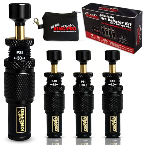 KING-PRO KINGPRO Adjustable AutoStop Tire Deflator Valve Kit 4 PCS Screwon Tyre Air Down Tool 1030 PSI for Offroad 4x4 Vehicle Accessories - Image 1