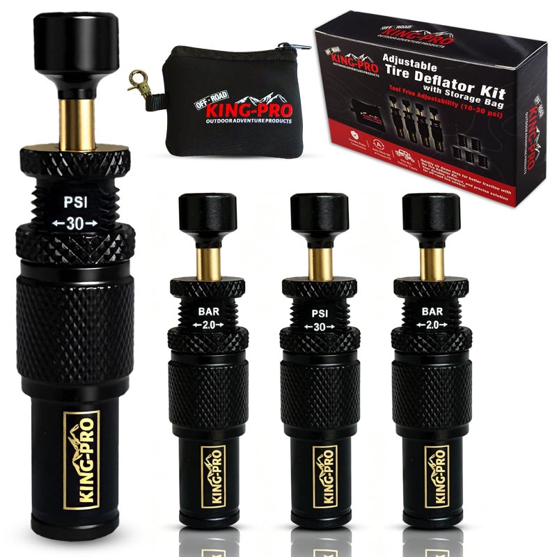 KING-PRO KINGPRO Adjustable AutoStop Tire Deflator Valve Kit 4 PCS Screwon Tyre Air Down Tool 1030 PSI for Offroad 4x4 Vehicle Accessories - Image 2