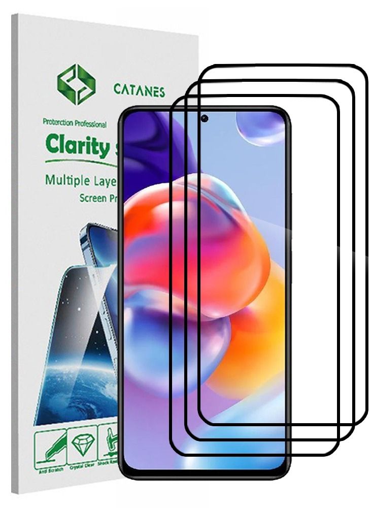 CATANES 3 Pack For Xiaomi Redmi Note 11 Pro Screen Protector Tempered Glass Full Glue Back - Image 1