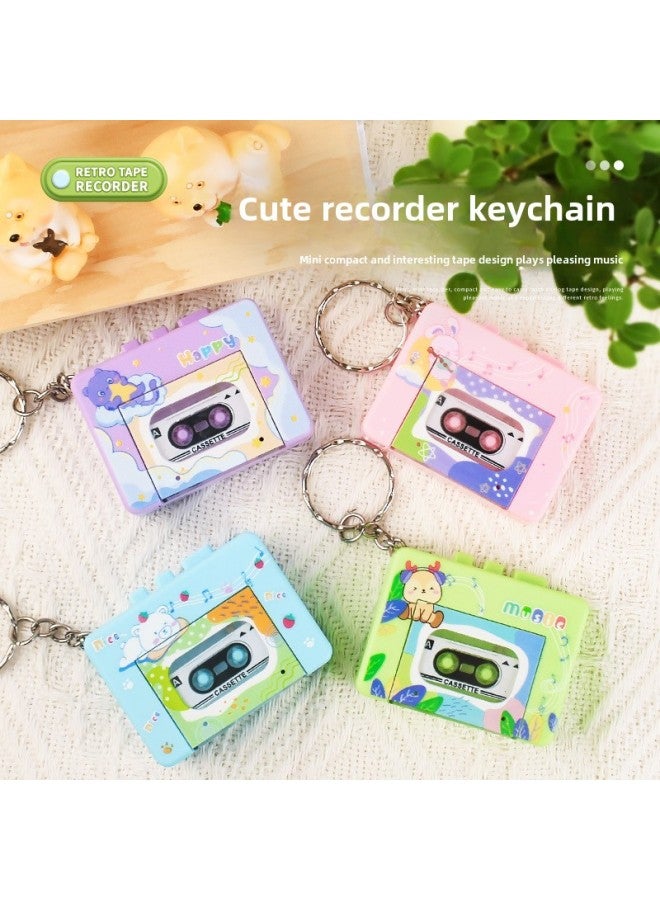 Mini Retro Simulation Music Tape Recorder Keychain Creative Pendant Gift Small Radio Children's Toys-Color:Mini Recorder [pink]  - Image 2