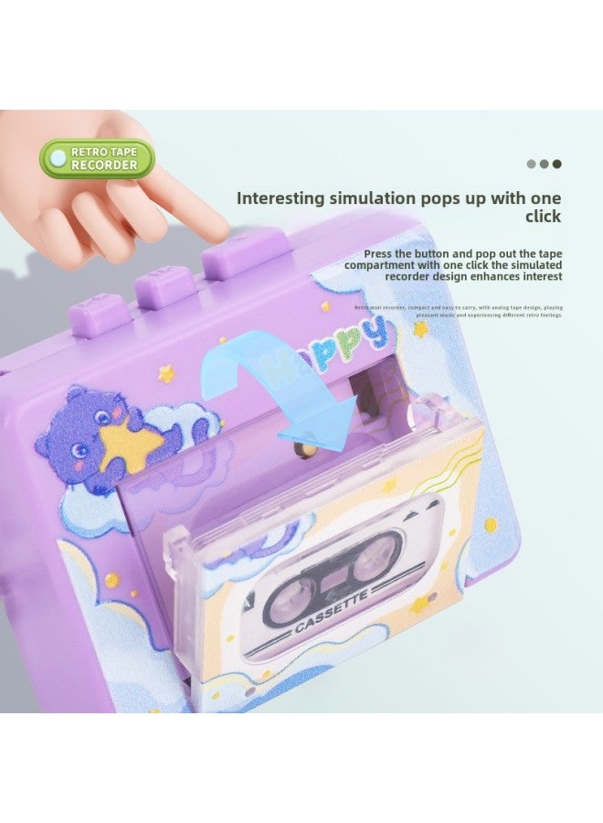 Mini Retro Simulation Music Tape Recorder Keychain Creative Pendant Gift Small Radio Children's Toys-Color:Mini Recorder [pink]  - Image 4