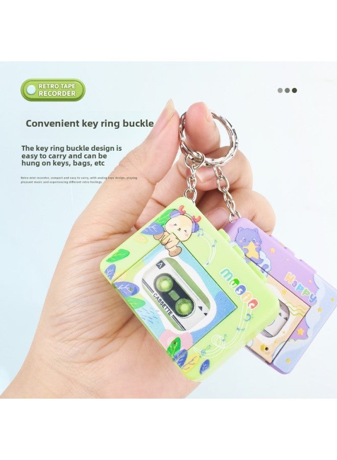 Mini Retro Simulation Music Tape Recorder Keychain Creative Pendant Gift Small Radio Children's Toys-Color:Mini Recorder [pink]  - Image 5