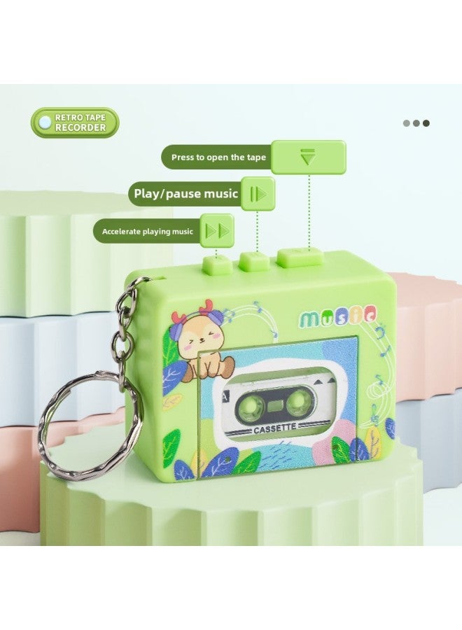 Mini Retro Simulation Music Tape Recorder Keychain Creative Pendant Gift Small Radio Children's Toys-Color:Mini Recorder [pink]  - Image 3