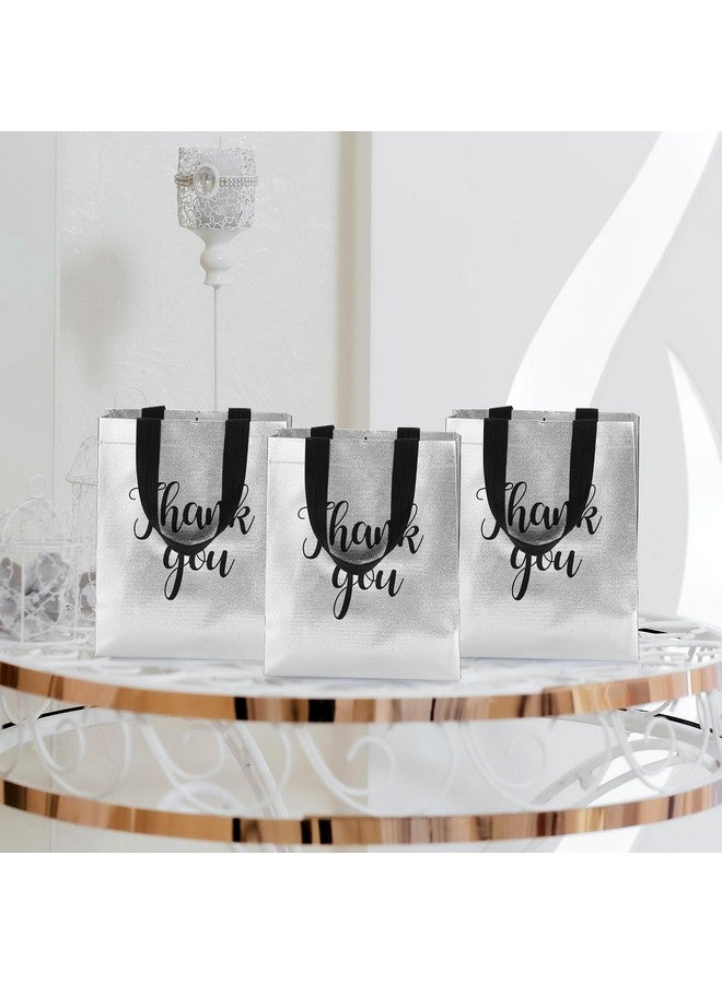 Fumete 50 Pcs Glossy Thank You Gift Bag with Handles 8 x 4 x 10 Inch Non Woven Reusable Gift Bags with Glossy Finish for Wedding Birthday Parties Engagements Anniversaries Holiday (Silver) - Image 5