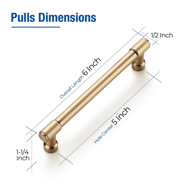 JOY DECOR 5 Pack 5 Inch Champagne Bronze Cabinet Handles Modern Dresser Drawer Pulls Kitchen Cabinet Hardware for Cupboard Door Handles - Image 3