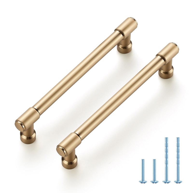 JOY DECOR 5 Pack 5 Inch Champagne Bronze Cabinet Handles Modern Dresser Drawer Pulls Kitchen Cabinet Hardware for Cupboard Door Handles - Image 1