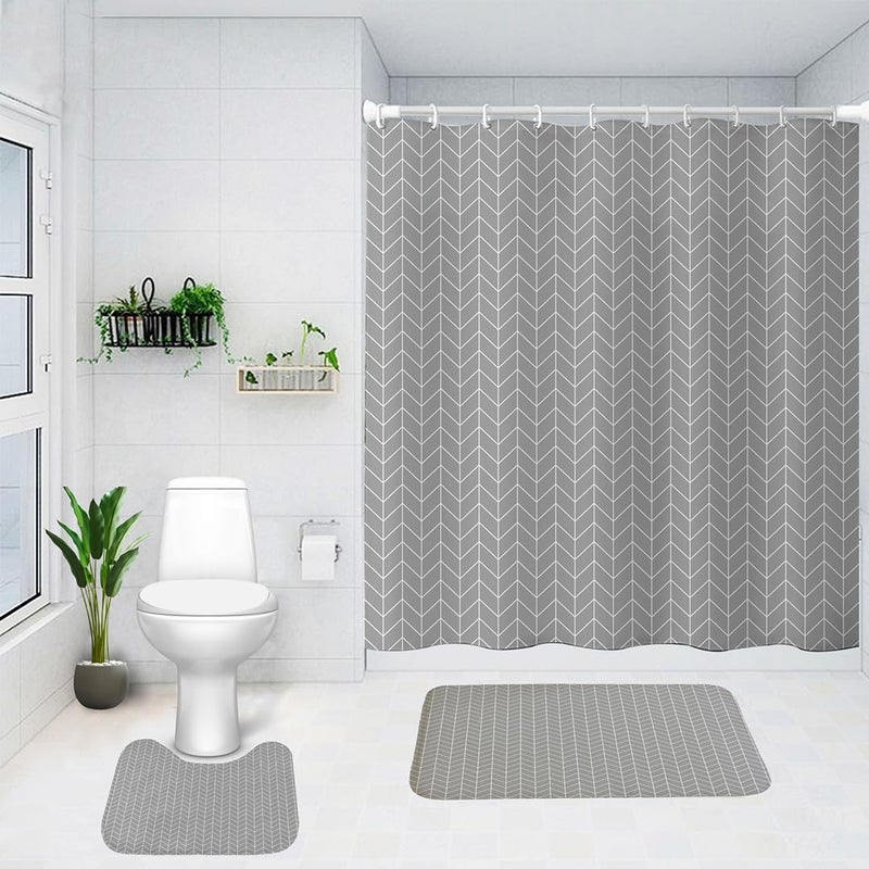 Umai UMAI Shower Curtain (180X180 cm) & Bathmat 3 Pcs Set|6ft|Creative Vibrant Coloured Polyster Curtain Sets with Non-Slip Bath mats for Bathroom|Easy-Slide Curtains|Quick Dry,Soft Mats  - Image 1