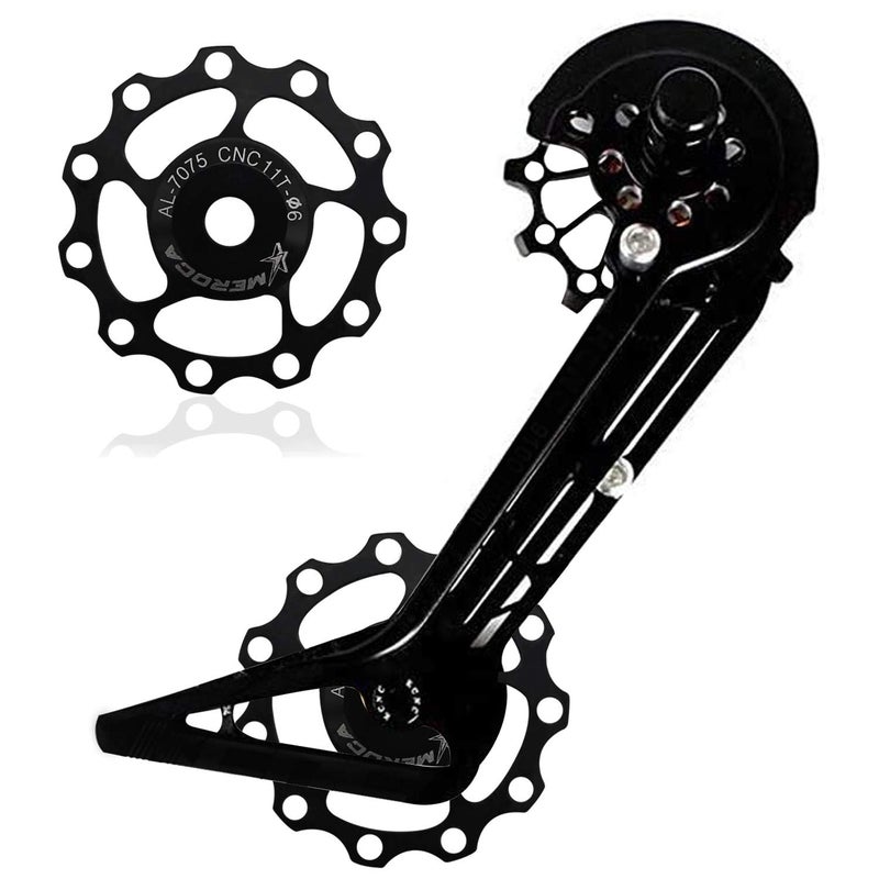 River-CJ 2Pcs Bicycle Rear Derailleur, Derailleurs, Wheel Bike Guide Roller Pulley, Ceramic Bearings, Bicycle Derailleur Accessories 11T (Black) - Image 2