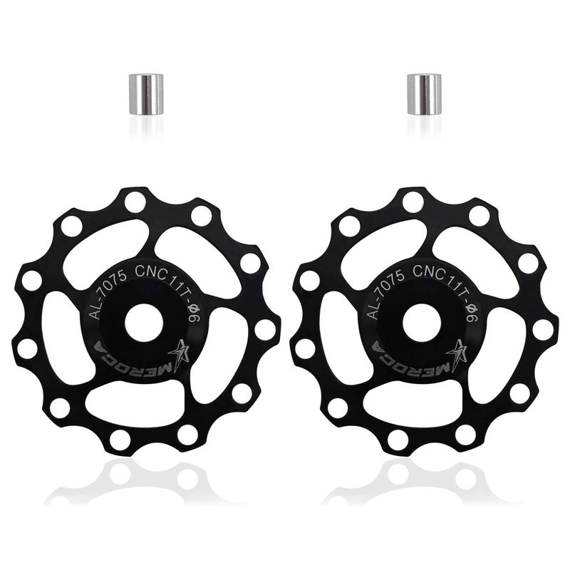 River-CJ 2Pcs Bicycle Rear Derailleur, Derailleurs, Wheel Bike Guide Roller Pulley, Ceramic Bearings, Bicycle Derailleur Accessories 11T (Black) - Image 1