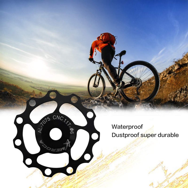 River-CJ 2Pcs Bicycle Rear Derailleur, Derailleurs, Wheel Bike Guide Roller Pulley, Ceramic Bearings, Bicycle Derailleur Accessories 11T (Black) - Image 4
