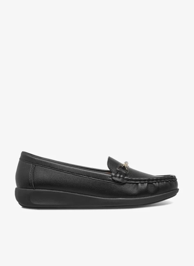 Flora Bella By Shoexpress Womens' Slip-On Loafers with Metallic Accent