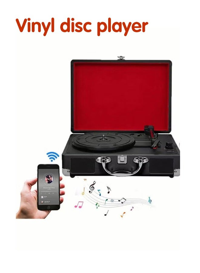 Record Player Vintage 3-Speed Bluetooth Portable Bluetooth Suitcase Built-in Stereo Speakers Phonograph Vinyl Turntable Belt-Driven LP Player Support USB Recording Vinyl Player - Image 5