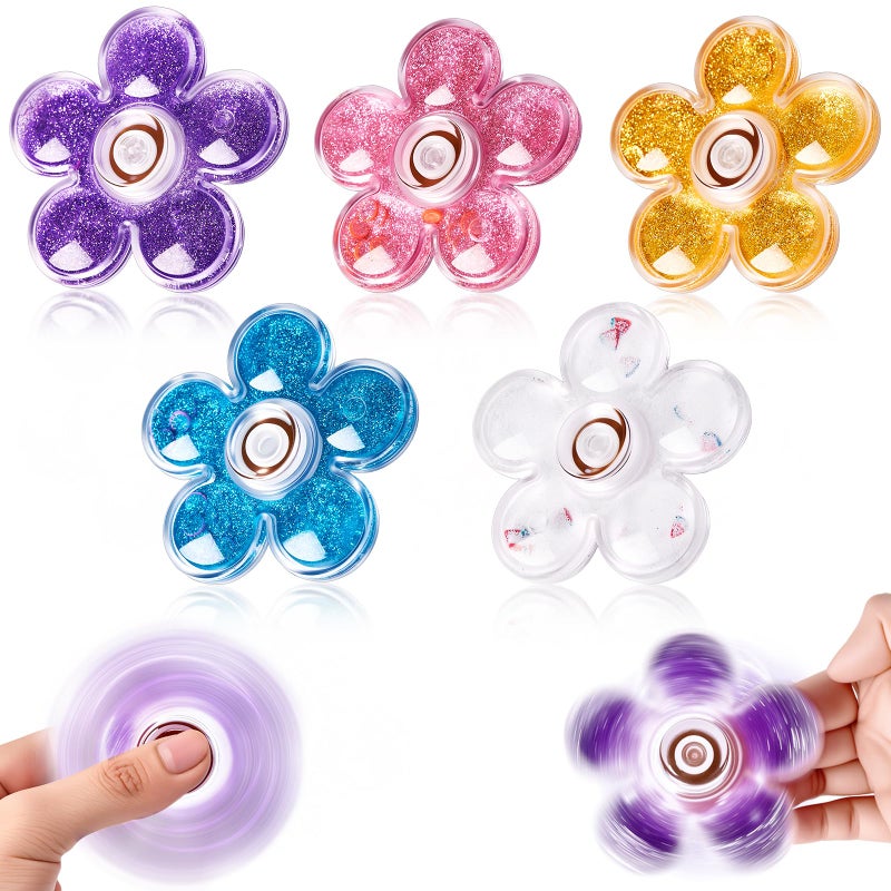 FIGROL 5 Pack Glitter Fidget Spinners Sensory Fidget Toys for Stress Relief Fidget Spinners for Kids Teens Boys Girls Party Favors Gifts for Kids - Image 3