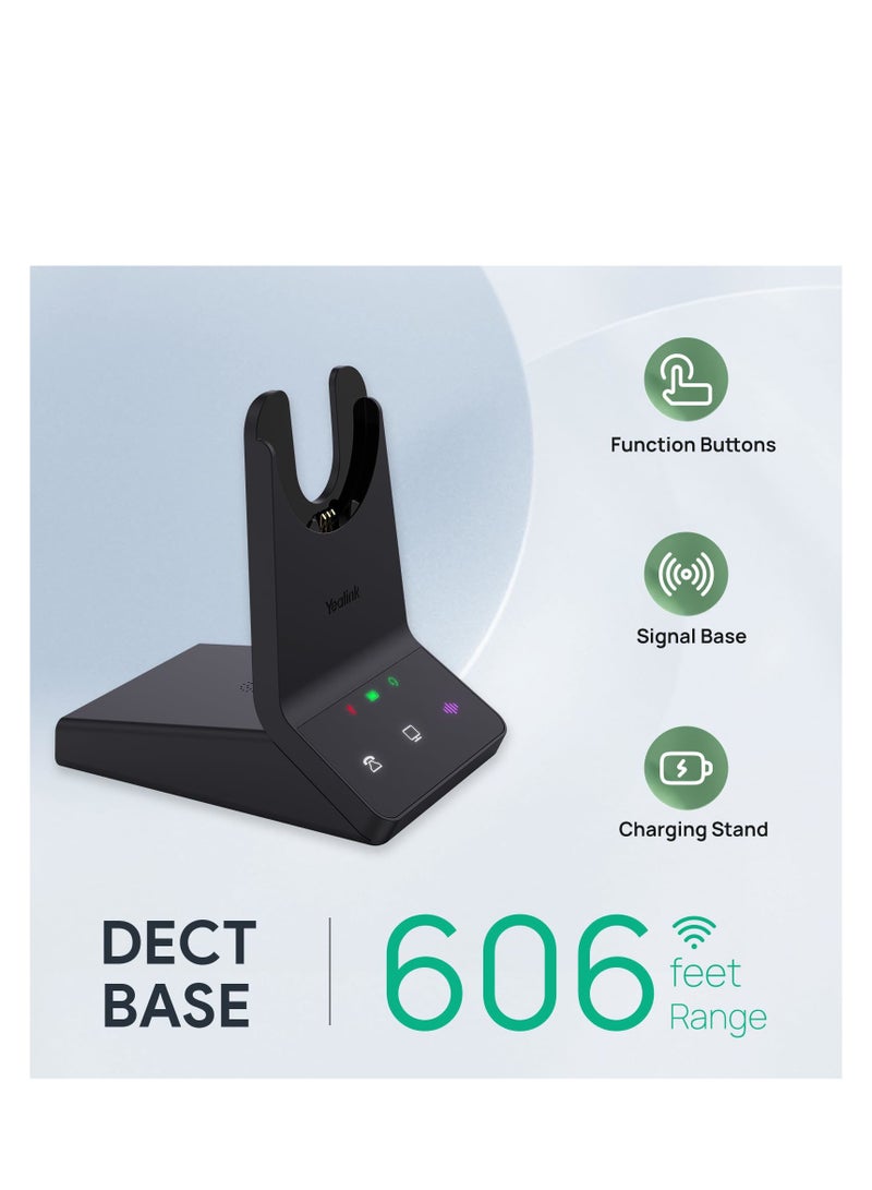 يالينك Yealink WH64 Wireless Headset, DECT & Bluetooth Dual-Mode 606 ft Range Headset for Teams Zoom,Skype and UC, Phone Headset with 3X Mic, 32 hrs Talk Time, Office Work Headset for Desk IP Phone, PC,CellPhone - Image 2