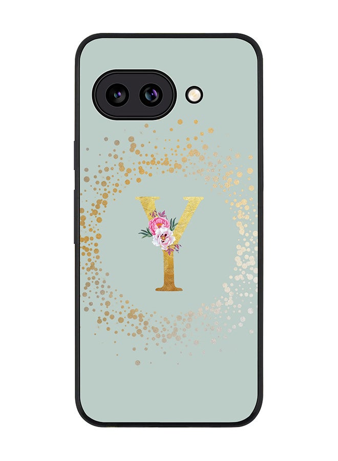 Stylizedd For Google Pixel 9a Case,Slim fit Camera Protection, Shockproof Thin Phone cover  - Custom Monogram Floral - Y  (Light Grey )