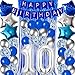 DUFACAI 10th Birthday Decorations for Boys Silver Blue Happy 10th Birthday Banner Tenth Party Supplies 32inch Number 10 Balloons Fringe Curtain 10 Years Old Bday Party Supplies Kit for Him Her Girls Silver - Image 2