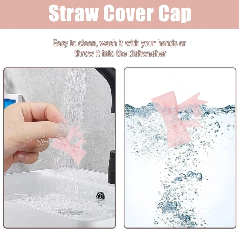 Hpebl 6Pcs Silicone Straw Toppers Covers for Stanley Cups 40/30oz 10mm(0.4in) Flash White Dust-Proof Bow Straw Covers Toppers Purple Suitbale for Stanley Cup Accessories Reusable Straws Caps - Image 3