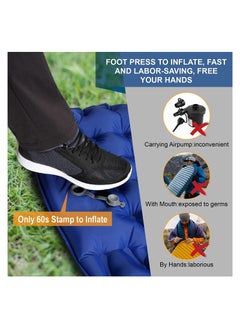 Generic Double Sleeping Pad for Camping Inflatable 2 Person Sleeping Mat with Built-in Pump Foot Press Ultralight Extra Thick Camping Mat with Pillow for Backpacking Traveling Hiking Durable and Waterproof  - Image 4