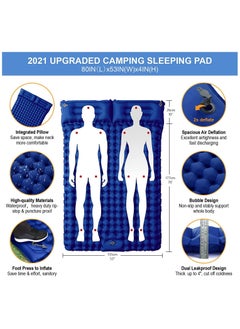 Generic Double Sleeping Pad for Camping Inflatable 2 Person Sleeping Mat with Built-in Pump Foot Press Ultralight Extra Thick Camping Mat with Pillow for Backpacking Traveling Hiking Durable and Waterproof  - Image 5