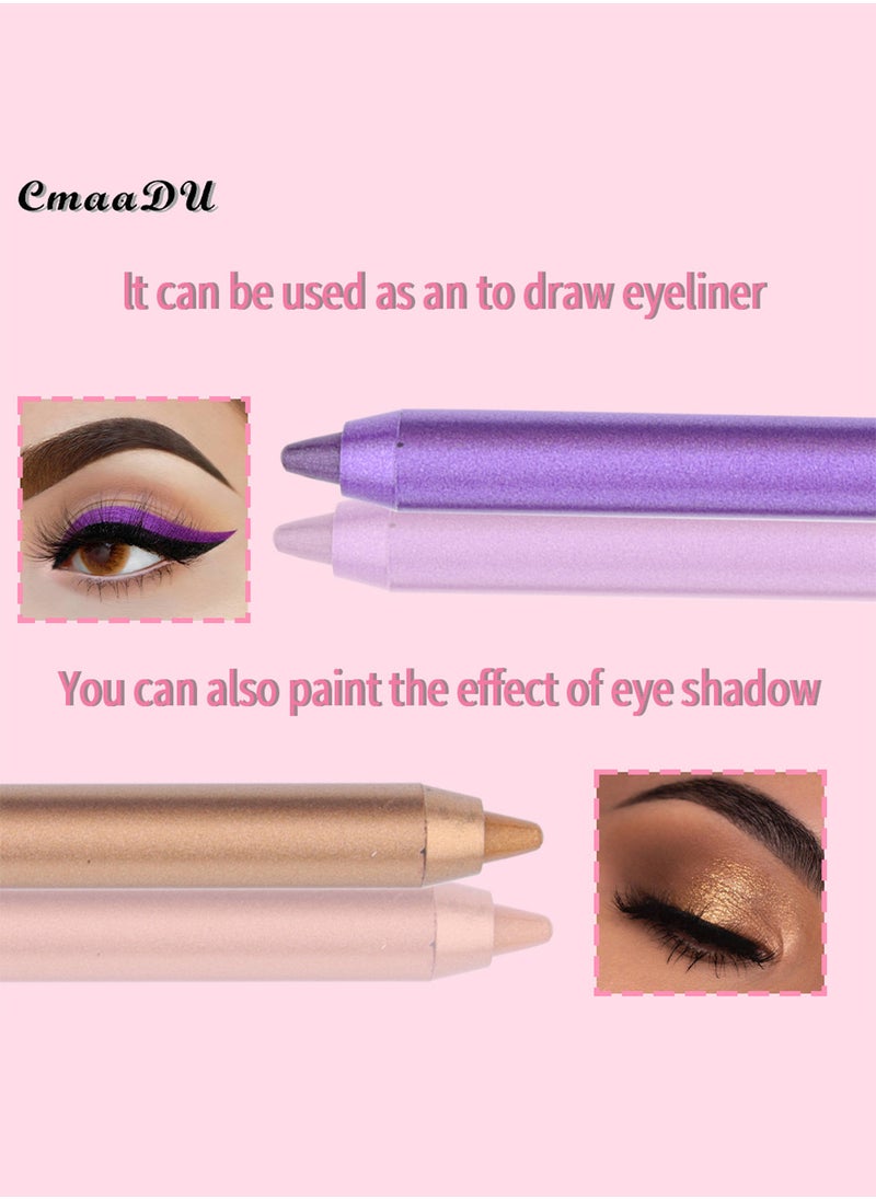 CmaaDu - Multifunctional Use The Colorful Eyeliner Pencil, 12 Colors Eyeliner Set with Two Pencil Sharpener Long Lasting Waterproof Pigmented Smudge Proof Eyeshadow Silkworm Pen - Image 1