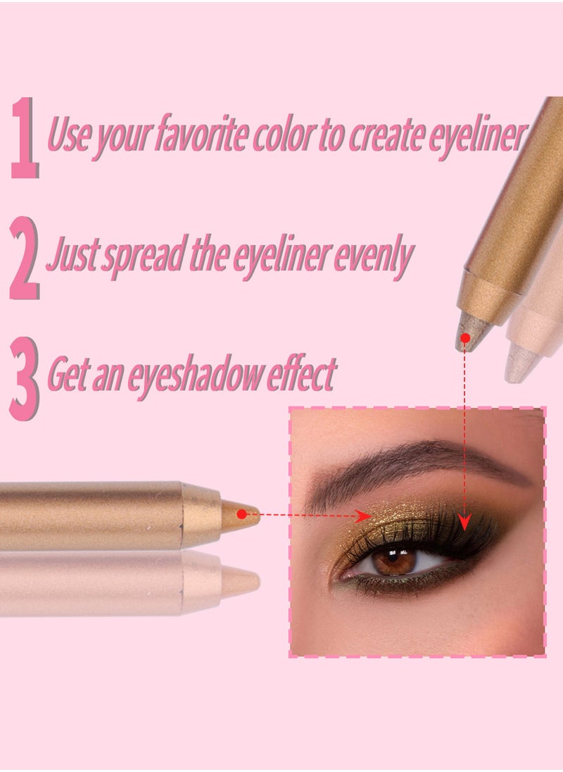 CmaaDu - Multifunctional Use The Colorful Eyeliner Pencil, 12 Colors Eyeliner Set with Two Pencil Sharpener Long Lasting Waterproof Pigmented Smudge Proof Eyeshadow Silkworm Pen - Image 1