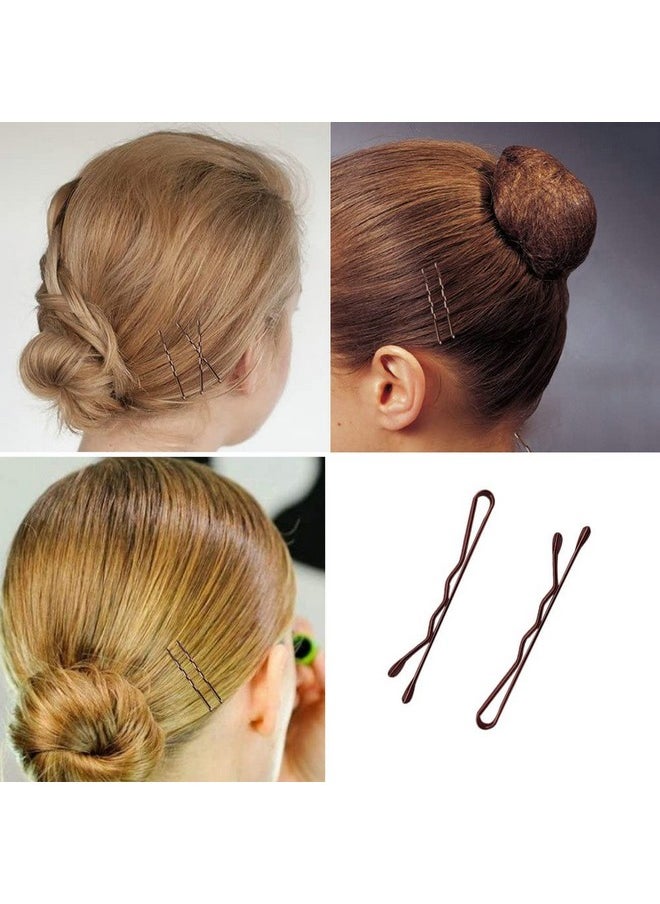 YINGFENG 220 Count Mini Wavy 1.38 Inch Bobby Pins Brown, Yingfeng Small Hair Bobby Pins With Storage Box For Updos, Metal Hair Clips For Kids, Girls And Women, Suitable For All Hair Types  - Image 2