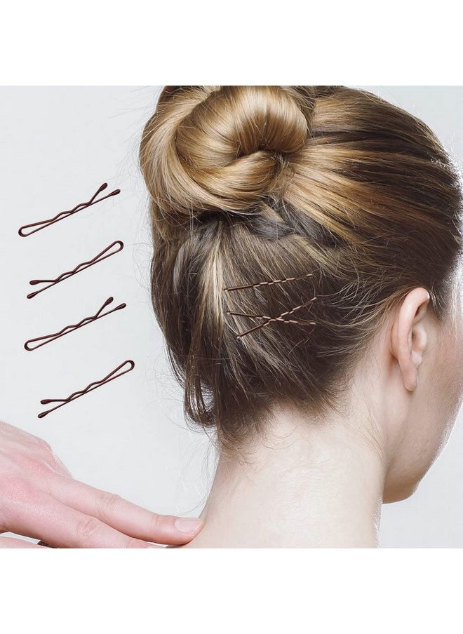 YINGFENG 220 Count Mini Wavy 1.38 Inch Bobby Pins Brown, Yingfeng Small Hair Bobby Pins With Storage Box For Updos, Metal Hair Clips For Kids, Girls And Women, Suitable For All Hair Types  - Image 3