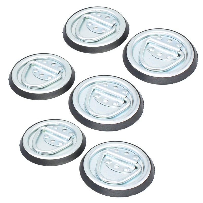 XHaibei 6 Pack Heavy Duty D Rings Tie Down Anchor Floor Flush Surface Mount 1200 LBS with 4 Inch Bases for Cargo Trailers Trucks Floor RV Campers Vans Boats