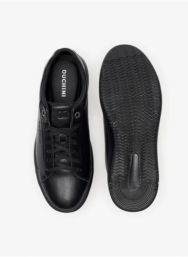 DUCHINI Men's Solid Lace-Up Low Ankle Sneakers