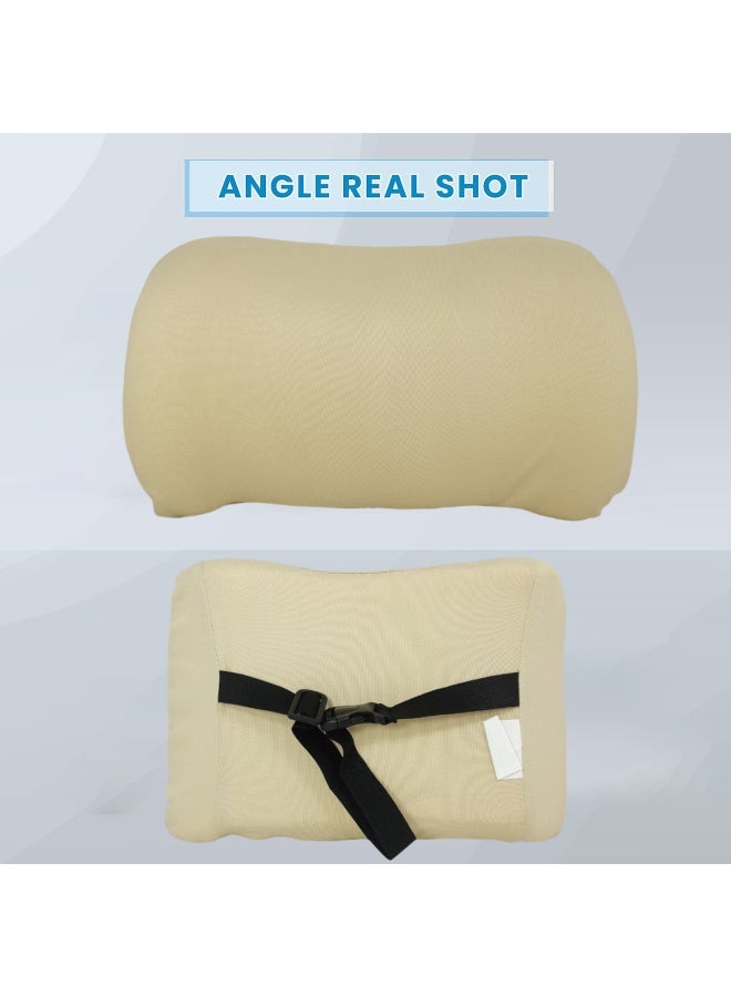 3 اكس ار وسادة دعم أسفل الظهر 3XR باللون البيج 5640 (41 × 25 سم) للسيارة والمكتب والمنزل، مصنوعة من الإسفنج المرن، بتصميم مريح ومناسب لشكل الجسم، وقماش مسامي ومضاد للكهرباء الساكنة، وحزام قابل للتعديل، لتخفيف الآلام وتحسين وضعية الجلوس. - Image 3