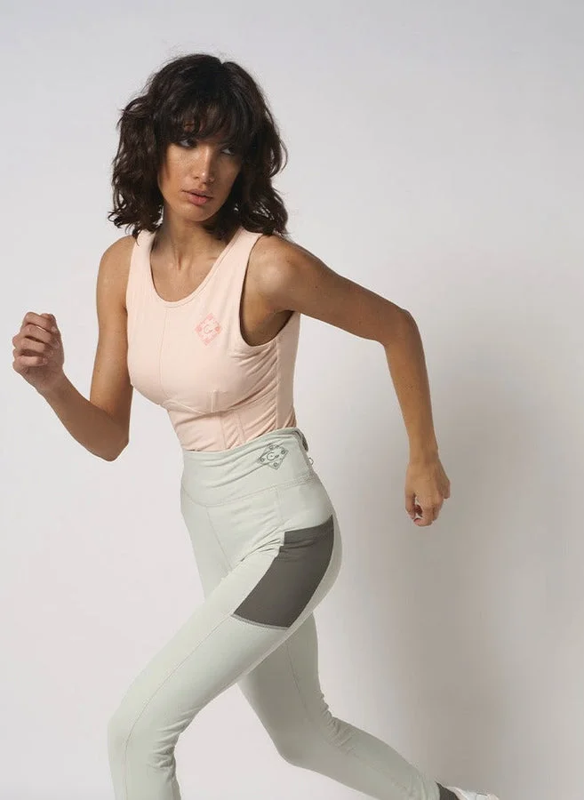 House Of Cenmar Pink Round Neck Bodysuit With Printed Logo