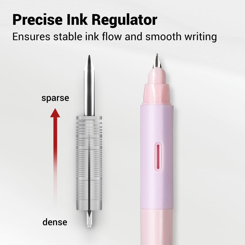 WRITECH Fountain Pen Soft Grip: Fine Nib Black Ink Pen with 3 Ink Cartridges and 1 Replacement Nib Set Smooth Writing for Journaling Calligraphy Gift (Pink) - Image 4