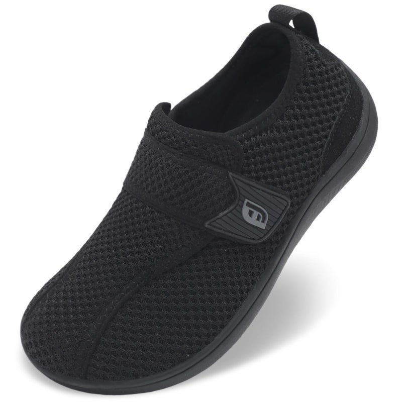 JOINFREE Diabetic Wide Walking Shoes for Women & Men with Adjustable Upper, Zero Drop Non Slip Casual Sneakers Comfortable for Swollen Feet, Edema, Arthritis & Elderly Black Size Women 8/Men 6 - Image 1