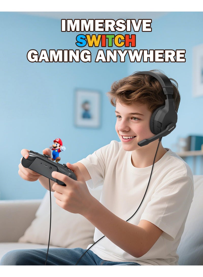 نوبو سماعة ألعاب U3 مع ميكروفون، حجم آمن محدود، سماعات رأس للأطفال لجهاز Switch، خفيفة الوزن للغاية، صوت غني، مقبس 3.5 مم لأجهزة NS، PS4، PS5، Xbox، الكمبيوتر اللوحي، iPad - Image 2