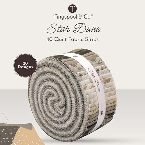 Tinyspool & Co. Tinyspool Cos Twirlie Roll 40 Precut Quilting Fabric Strips for Quilting Supplies Crafting and Sewing Soft Cotton Strip for Blanket Rug Upholstery Home Decor and Purse Making Star Dune - Image 3