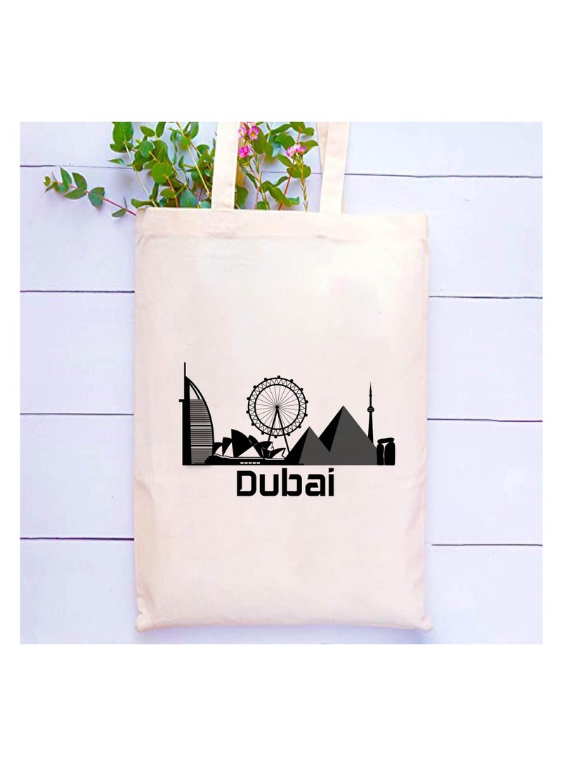 Cotton Tote Bag with Dubai Skyline Design - Eco-Friendly Souvenir and Travel Accessory - Great Gift and Travel Companion - Perfect for Shopping and Everyday Use - Image 2