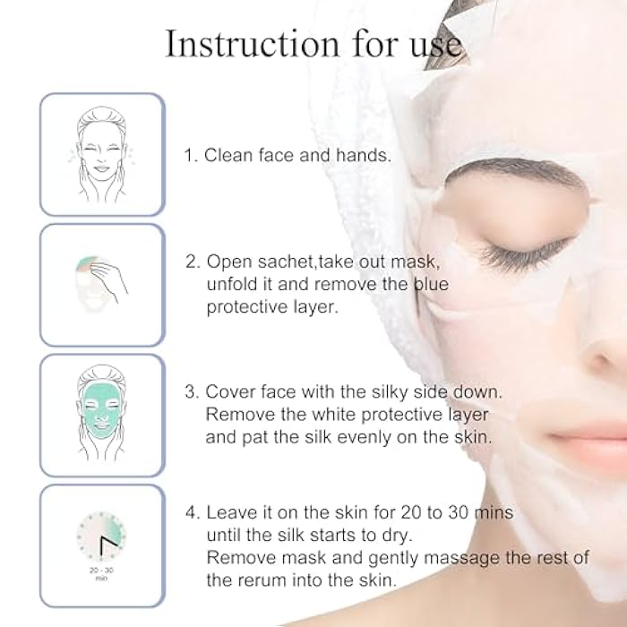 Dermaroller Hydrating Face Mask Sheets - 10 Pack with Hyaluronic Acid, Matrixyl & Vitamin E for Anti-Aging Skincare and Radiant Glow - Image 4