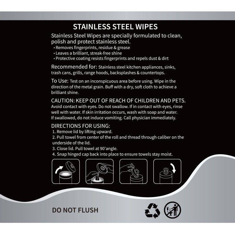 Threlaco 4 Pack Stainless Steel Cleaner Wipes 240 Count Stainless Steel Polish Wipes Cleaner for Kitchen Oven Refrigerator Dishwasher Microwave Cleaning and Protection - Image 3