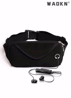 WAOKN Running Belt Pack Crossbody Waist Bag Pack , Slim Waist Bag with Phone Holder for Men and Women, Suitable for Walking Hiking Workout Traveling Cycling, Fit for All Cell Phones, Black  - Image 1