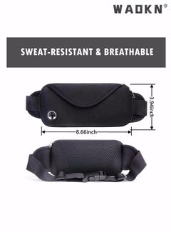 WAOKN Running Belt Pack Crossbody Waist Bag Pack , Slim Waist Bag with Phone Holder for Men and Women, Suitable for Walking Hiking Workout Traveling Cycling, Fit for All Cell Phones, Black  - Image 2