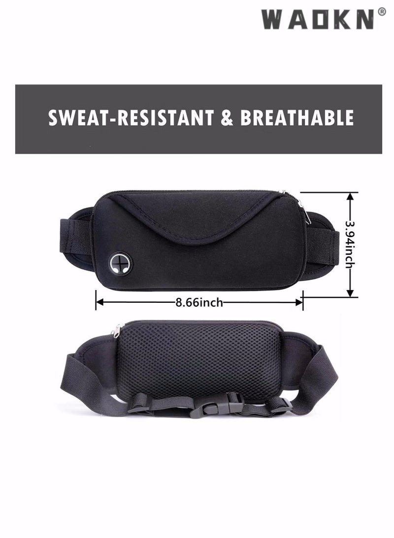 WAOKN Running Belt Pack Crossbody Waist Bag Pack , Slim Waist Bag with Phone Holder for Men and Women, Suitable for Walking Hiking Workout Traveling Cycling, Fit for All Cell Phones, Black - Image 2