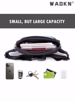 WAOKN Running Belt Pack Crossbody Waist Bag Pack , Slim Waist Bag with Phone Holder for Men and Women, Suitable for Walking Hiking Workout Traveling Cycling, Fit for All Cell Phones, Black  - Image 3