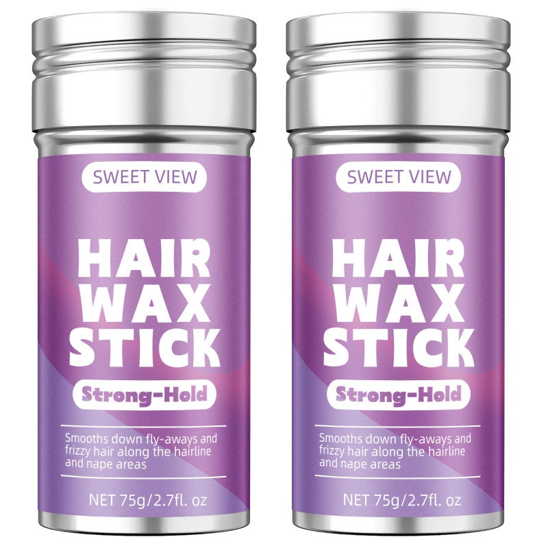 SWEET VIEW 2PCS Hair Wax Stick, Flexible Hold Slick Back Hair Pomade/Balm for Tame Flyaways, Frizz, Sleek Ponytail, Bun, Styling Accessory Cream/Gel for Girls - Image 1