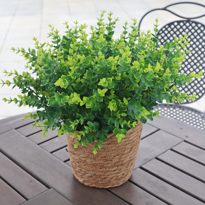 BCBLF Artificial Flowers for Outdoors 12 Bundles UV Resistant Realistic Faux Plants for Outside Porch Planter Spring Summer Home Garden Decoration Green