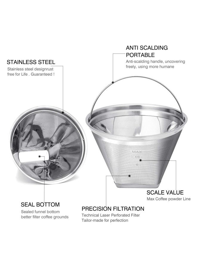 Yeosen  Reusable 4 Cone Coffee Filter - 4 6 8 10 Cup Permanent Basket Coffee Filters Fit For Cuisinart Ninja Hamilton Beach Coffee Maker  - Image 3