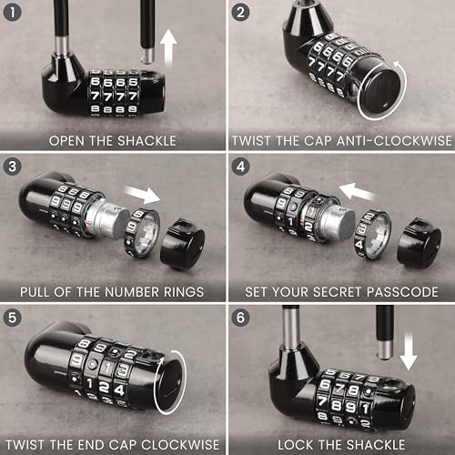 Kurtzy Combination Long Shackle Padlock - Long Gate Lock for Outdoor Fence/Gate with Resettable Code - Weatherproof Padlock for Door, Bicycles & Sheds - Image 5