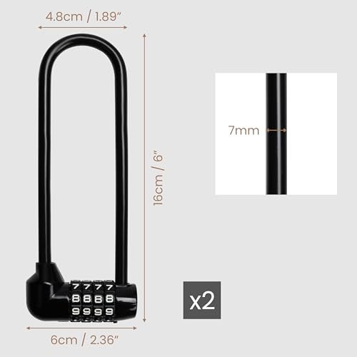 Kurtzy Combination Long Shackle Padlock - Long Gate Lock for Outdoor Fence/Gate with Resettable Code - Weatherproof Padlock for Door, Bicycles & Sheds - Image 4