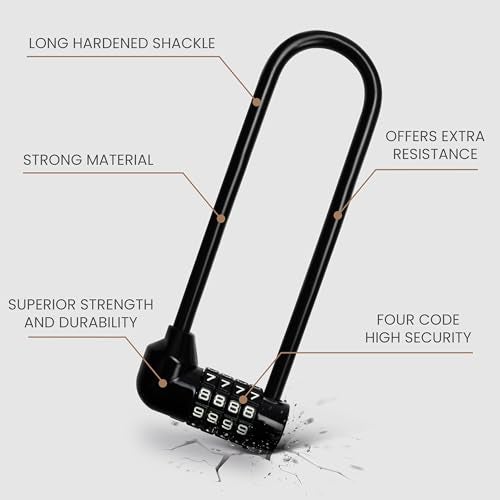 Kurtzy Combination Long Shackle Padlock - Long Gate Lock for Outdoor Fence/Gate with Resettable Code - Weatherproof Padlock for Door, Bicycles & Sheds - Image 3