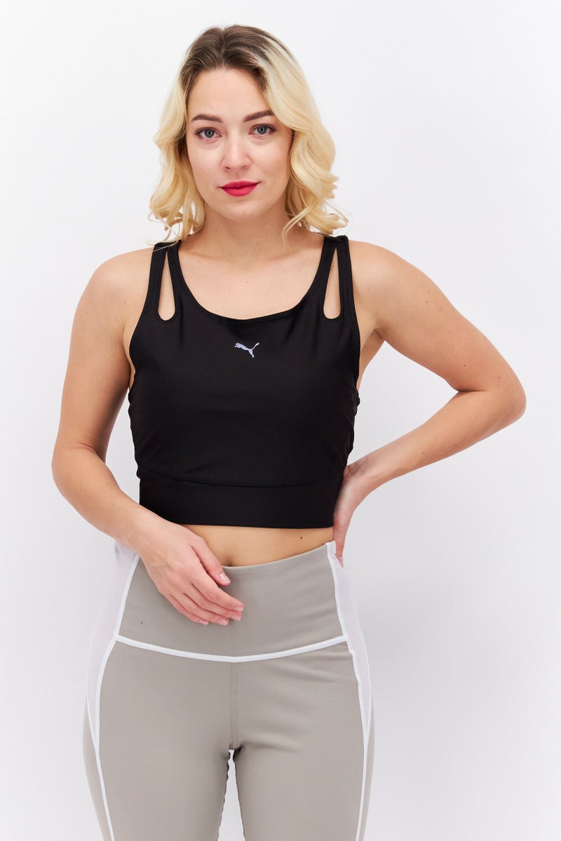 PUMA حمالة صدر رياضية غير مبطنة للنساء، لون أسود - Image 1