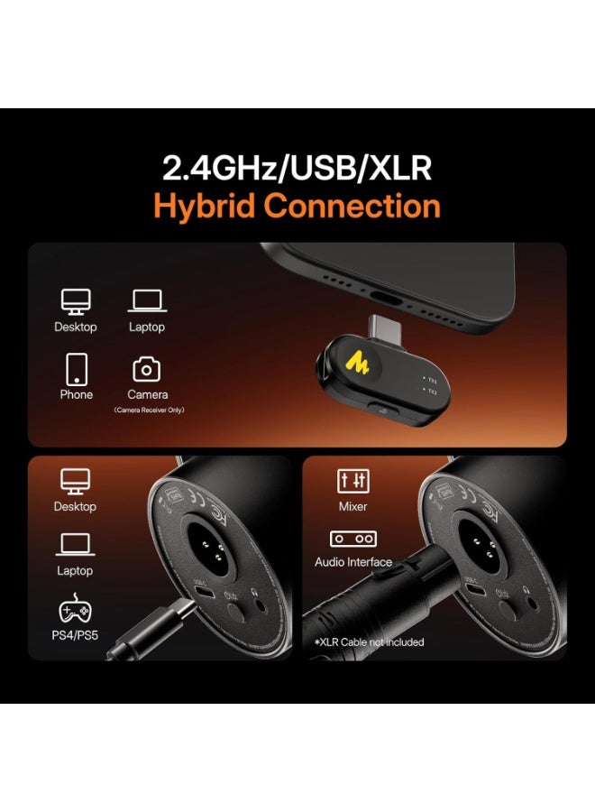 ماونو ميكروفون Maono PD200WT Hybrid Wireless Podcast للكمبيوتر – ميكروفون ديناميكي XLR وUSB مع اتصال لاسلكي، حامل مكتبي وتقليل الضوضاء للبث والبودكاست - Image 3